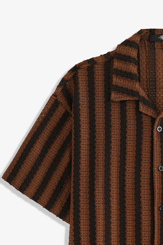 Cuban Collar Textured Shirt