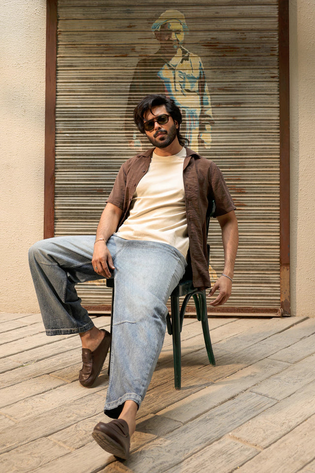 Cuban Collar Textured Shirt