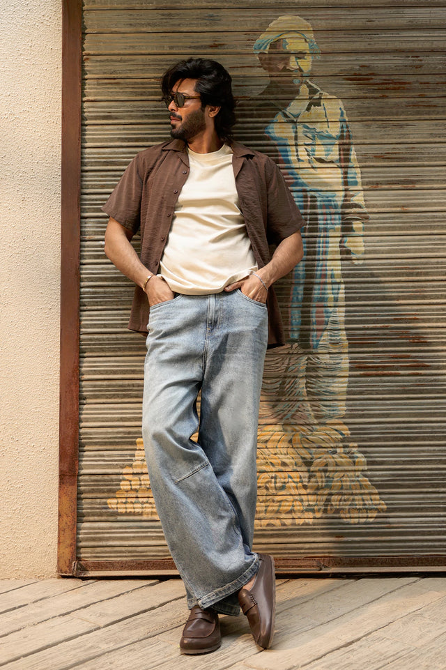 Cuban Collar Textured Shirt