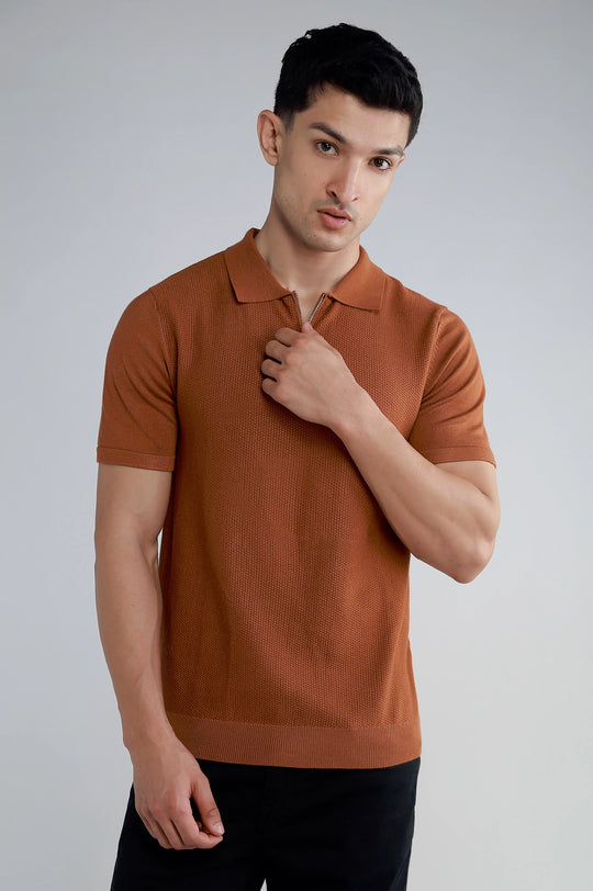 Zipper Textured Polo
