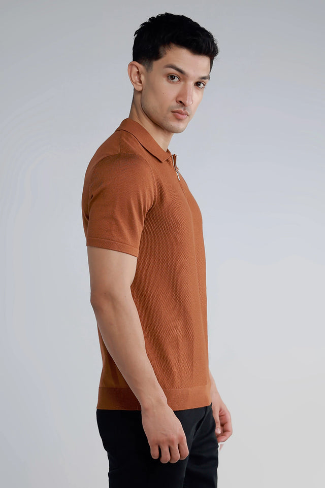 Zipper Textured Polo