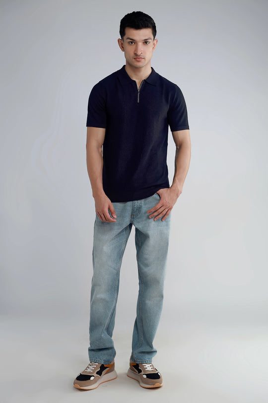 Zipper Textured Polo