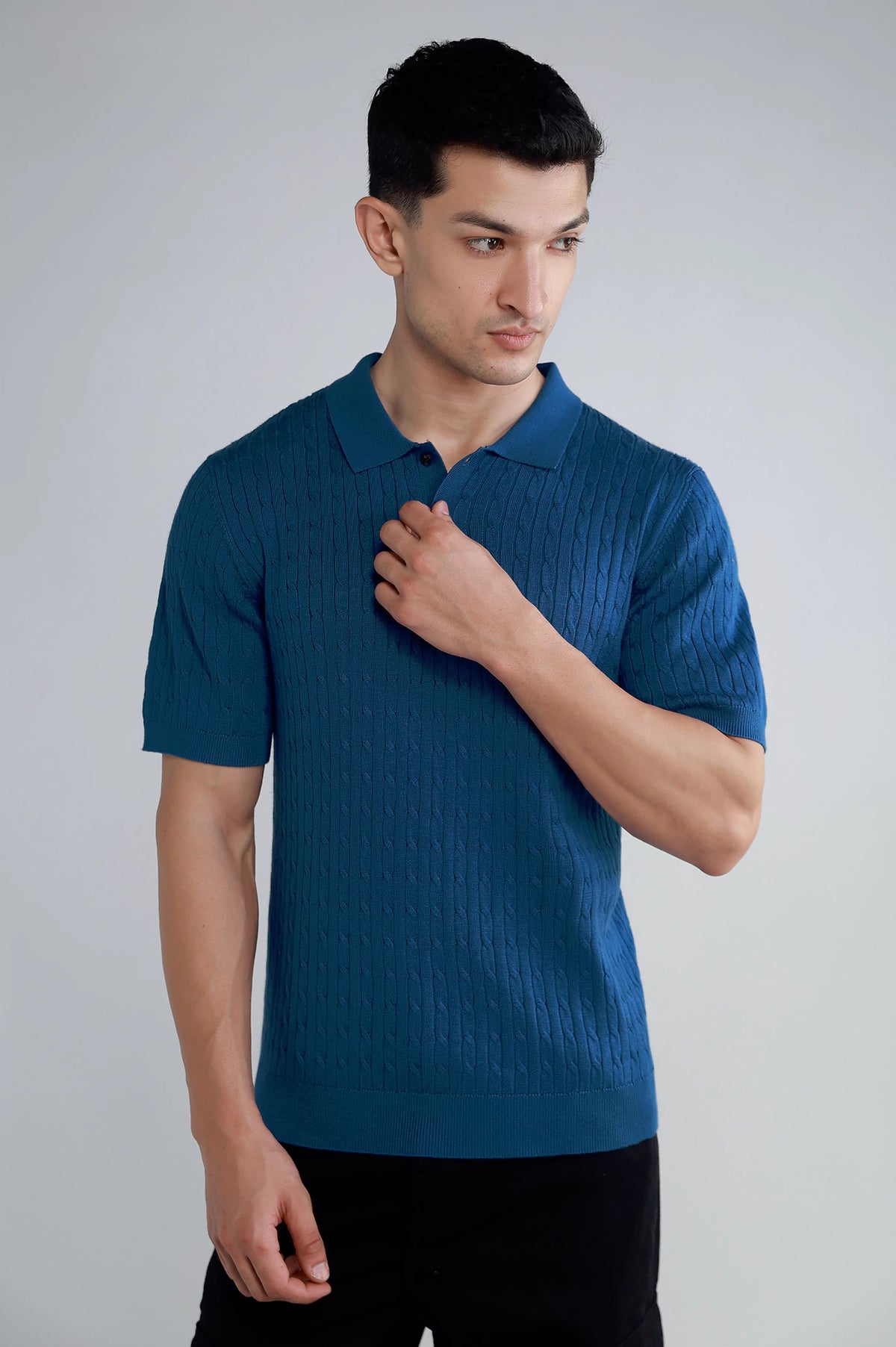 Basic Collar Cable Knitted Polo