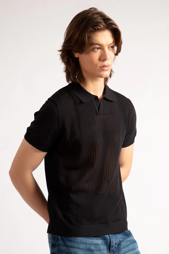 Johnny Collar Textured Polo