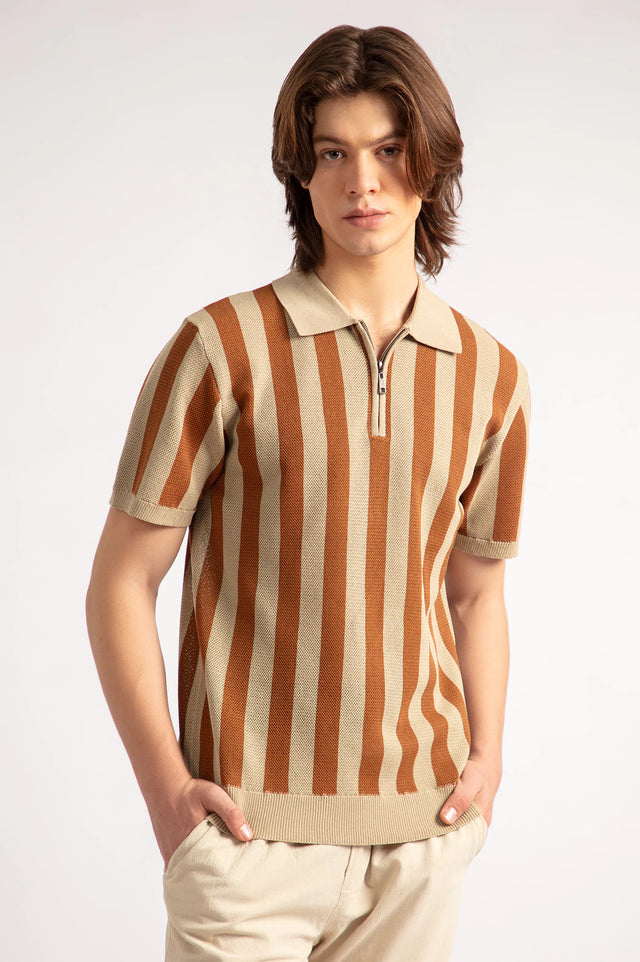 Striped Textured Polo