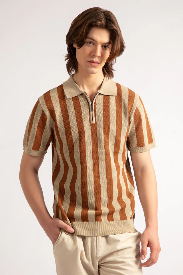 Striped Textured Polo