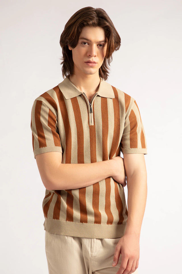 Striped Textured Polo