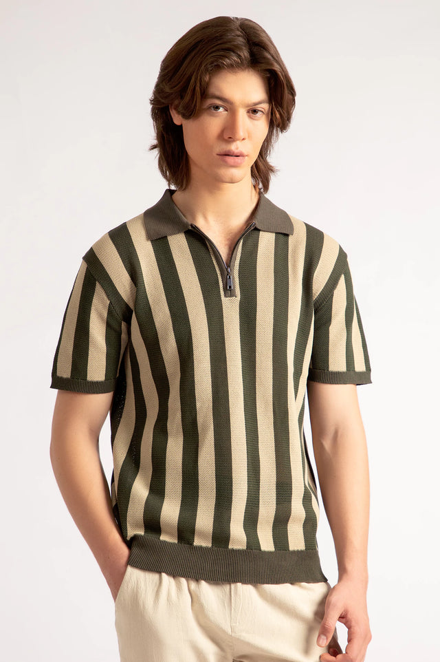 Striped Textured Polo