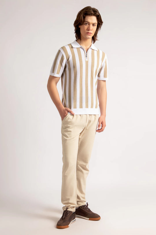 Striped Textured Polo