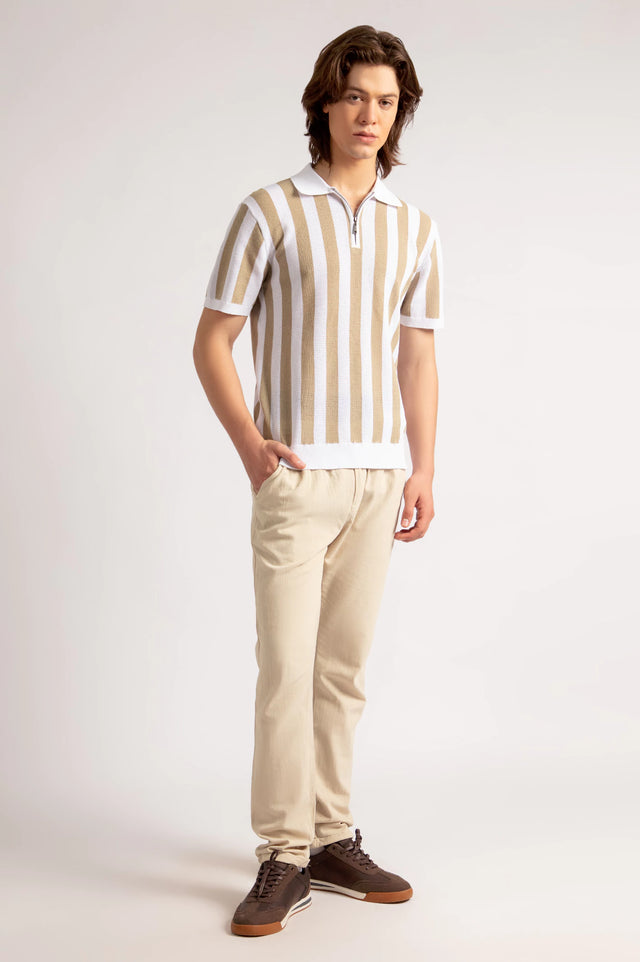 Striped Textured Polo