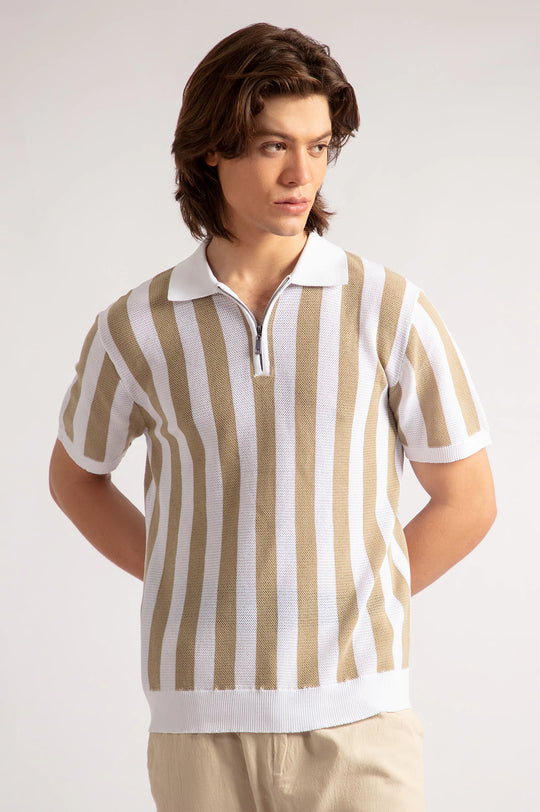 Striped Textured Polo