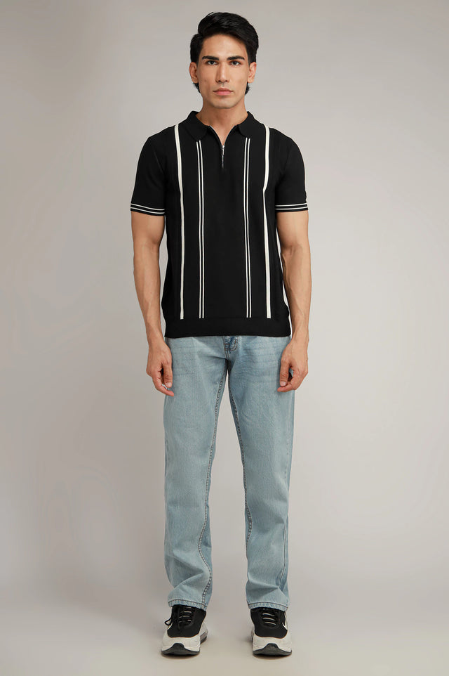 Zipper Textured Polo