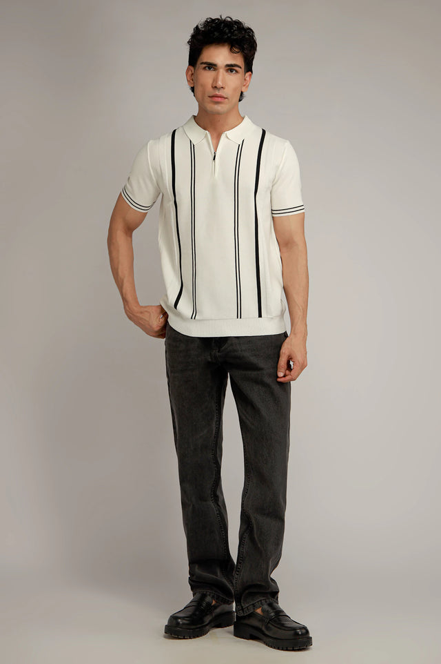Zipper Textured Polo