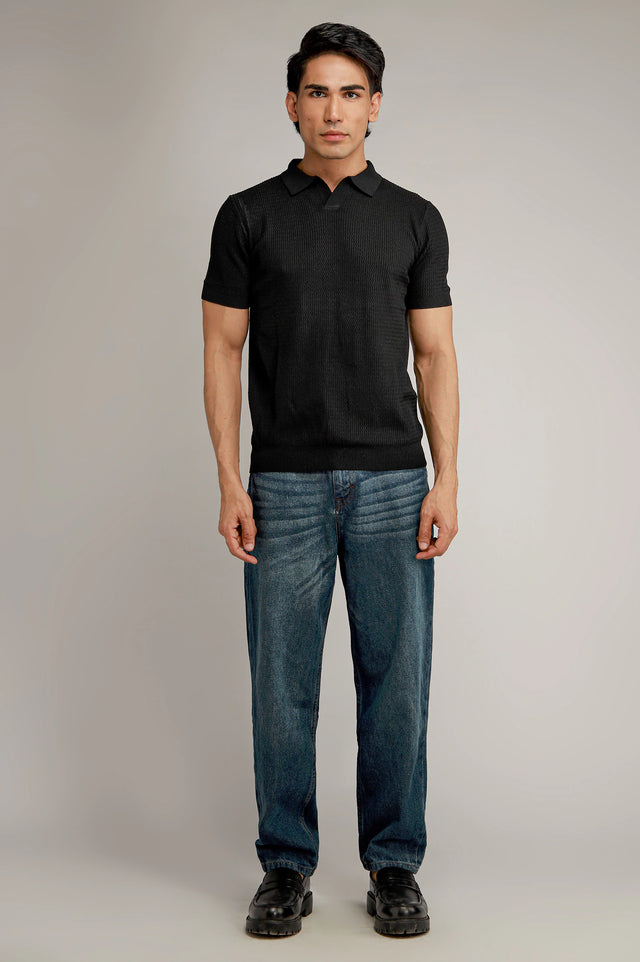 Johnny Collar Textured Polo