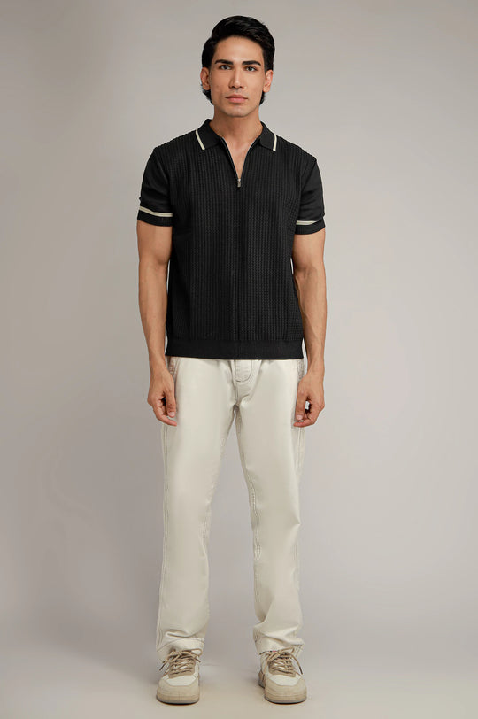 Zipper Textured Polo