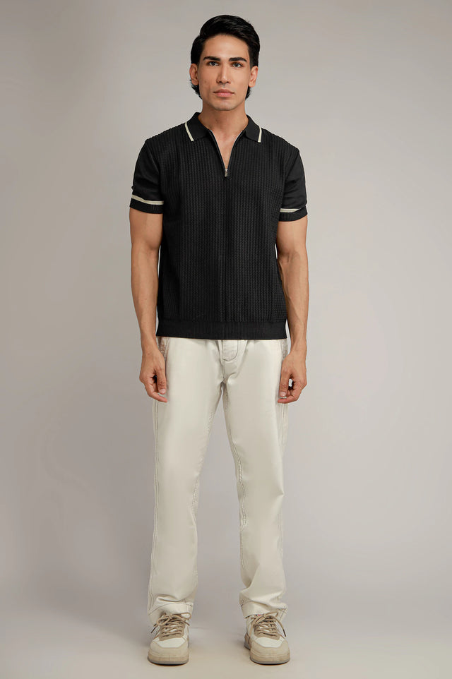 Zipper Textured Polo