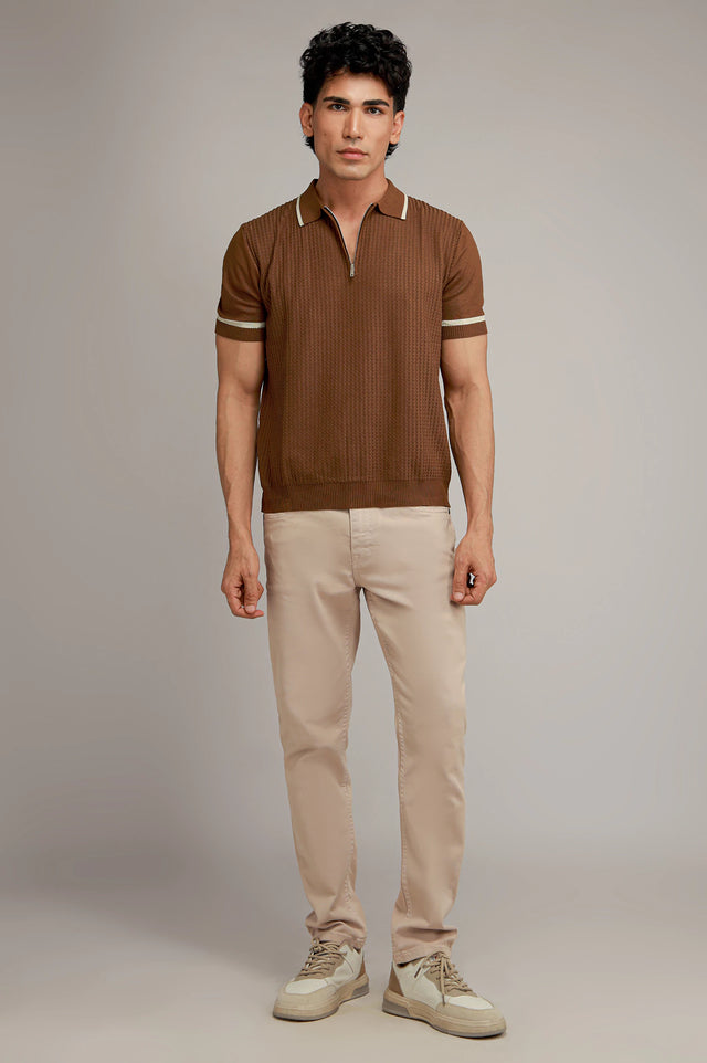 Zipper Textured Polo