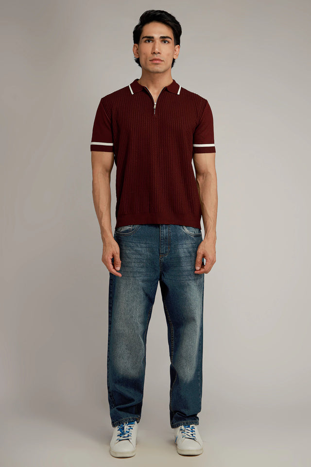 Zipper Textured Polo