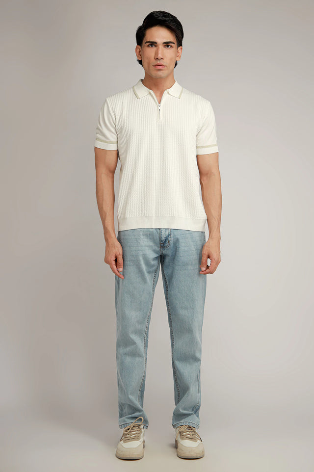 Zipper Textured Polo