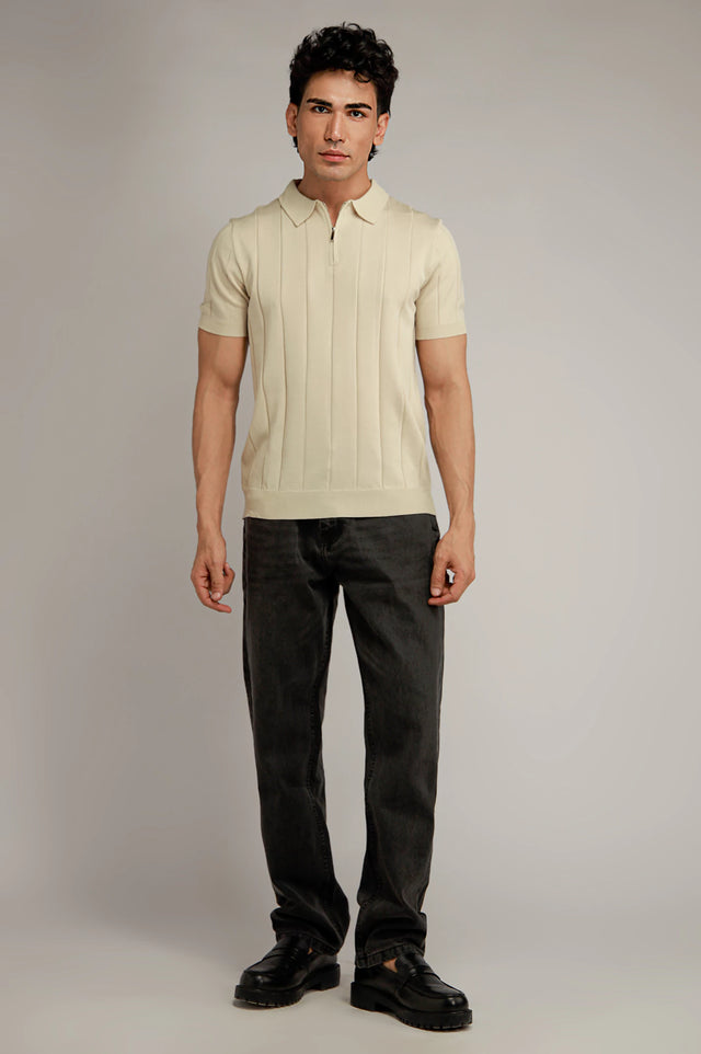 Zipper Textured Polo