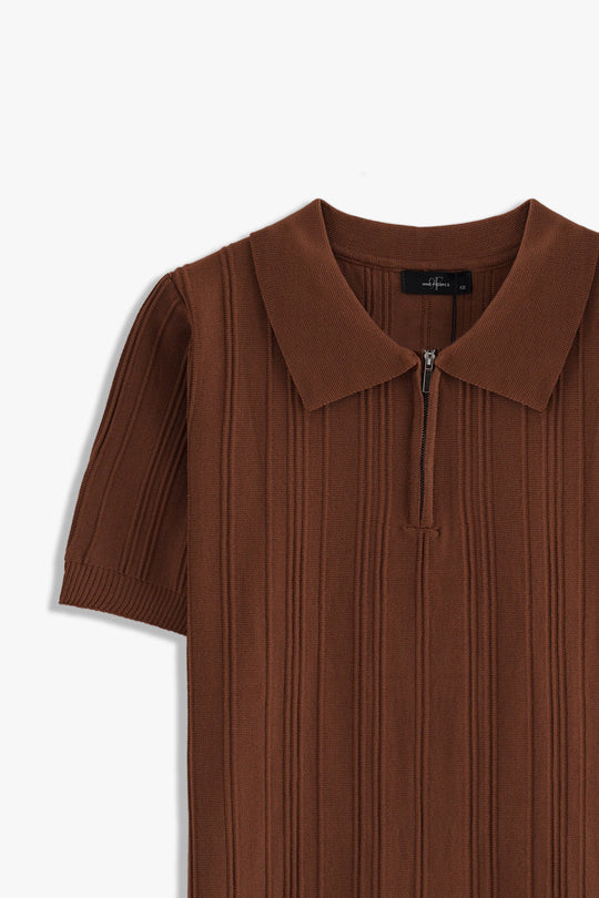 Textured Zipper Polo