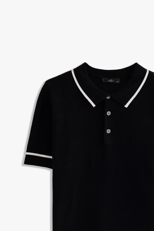 Jacquard Collar Textured Polo