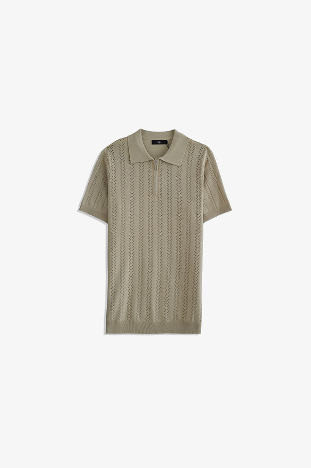 Zipper Textured Polo