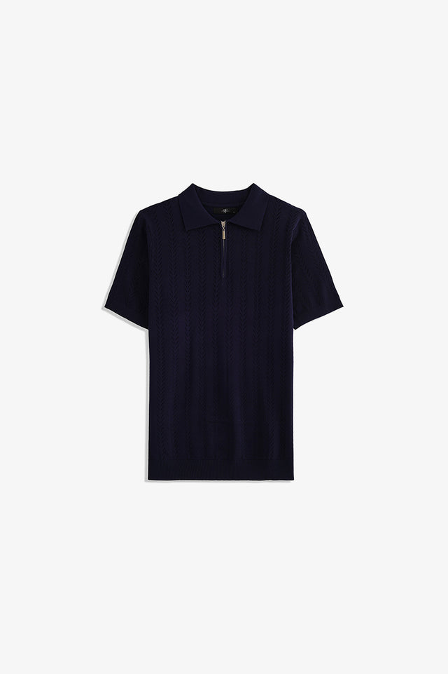 Zipper Textured Polo