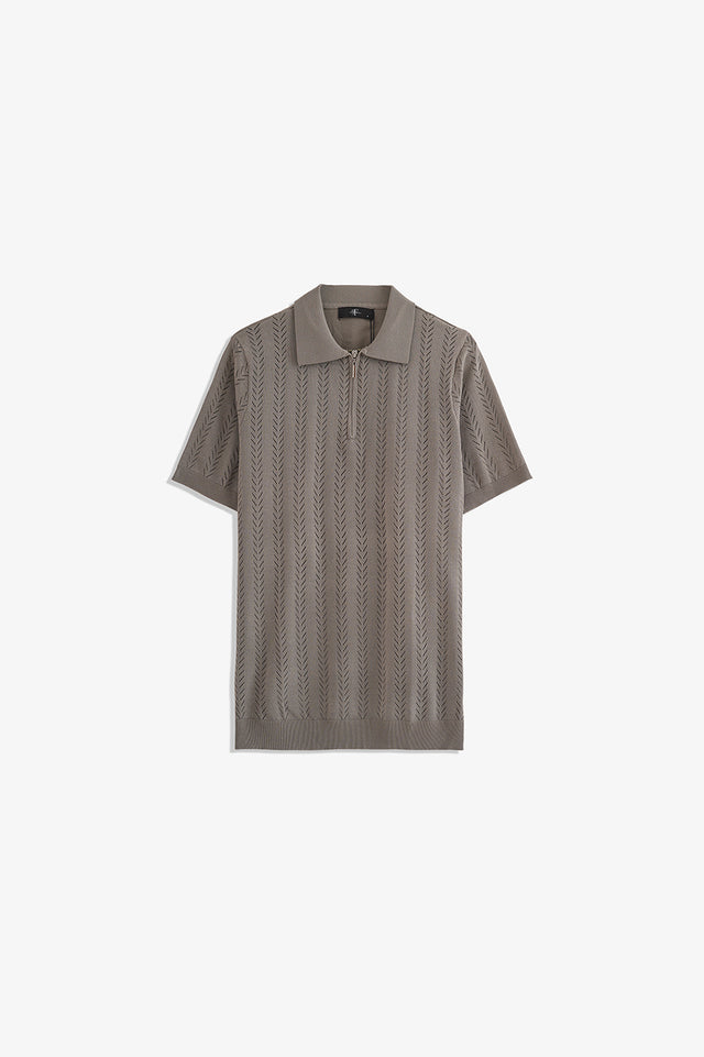 Zipper Textured Polo