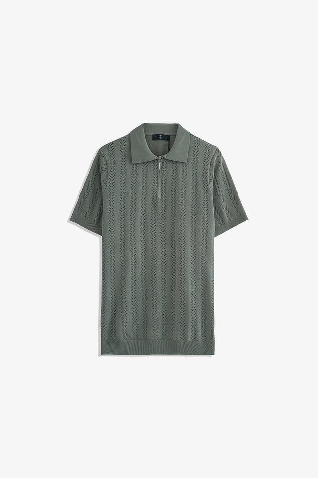 Zipper Textured Polo