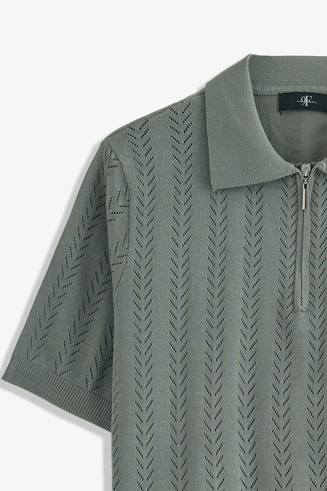 Zipper Textured Polo
