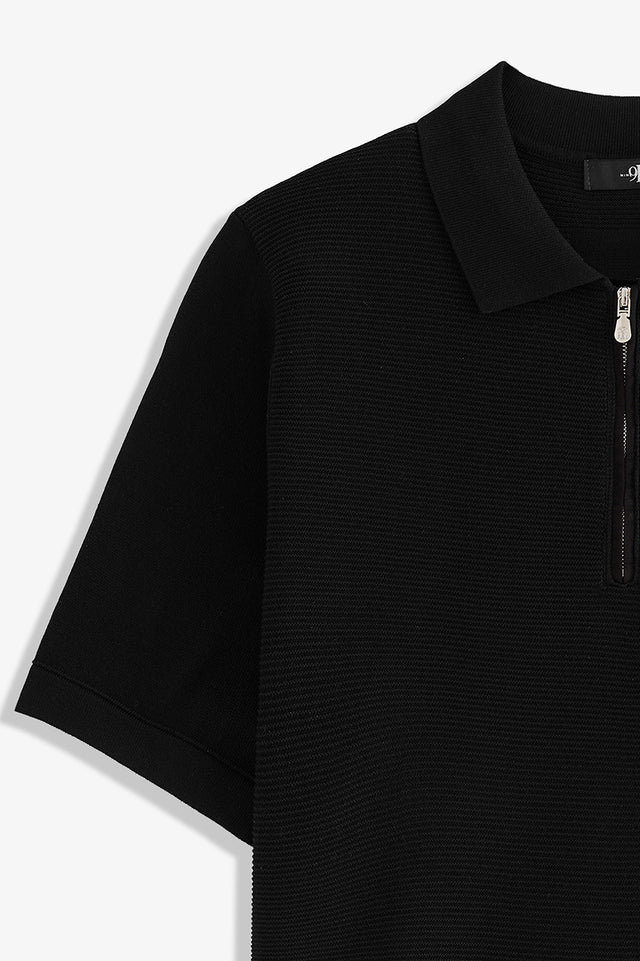 Textured Zipper Polo