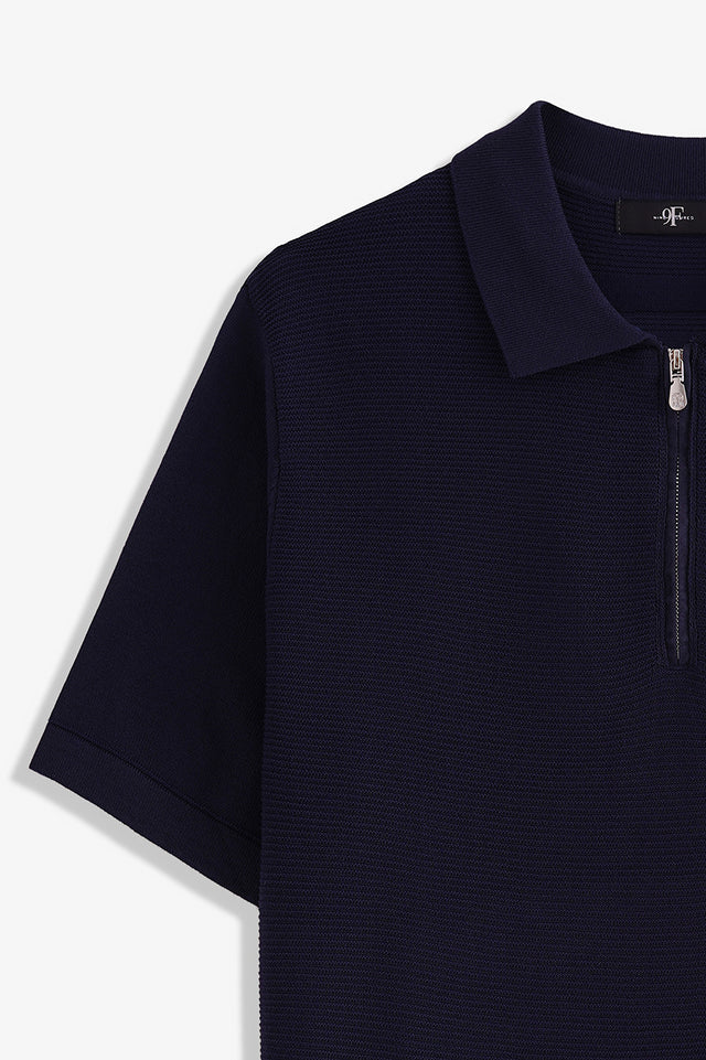 Textured Zipper Polo