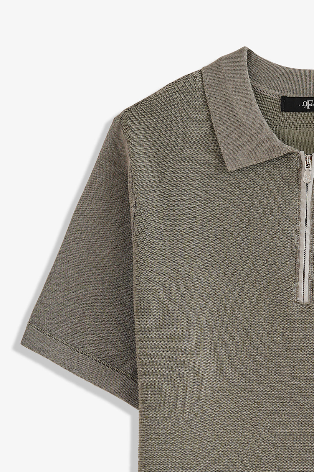 Textured Zipper Polo
