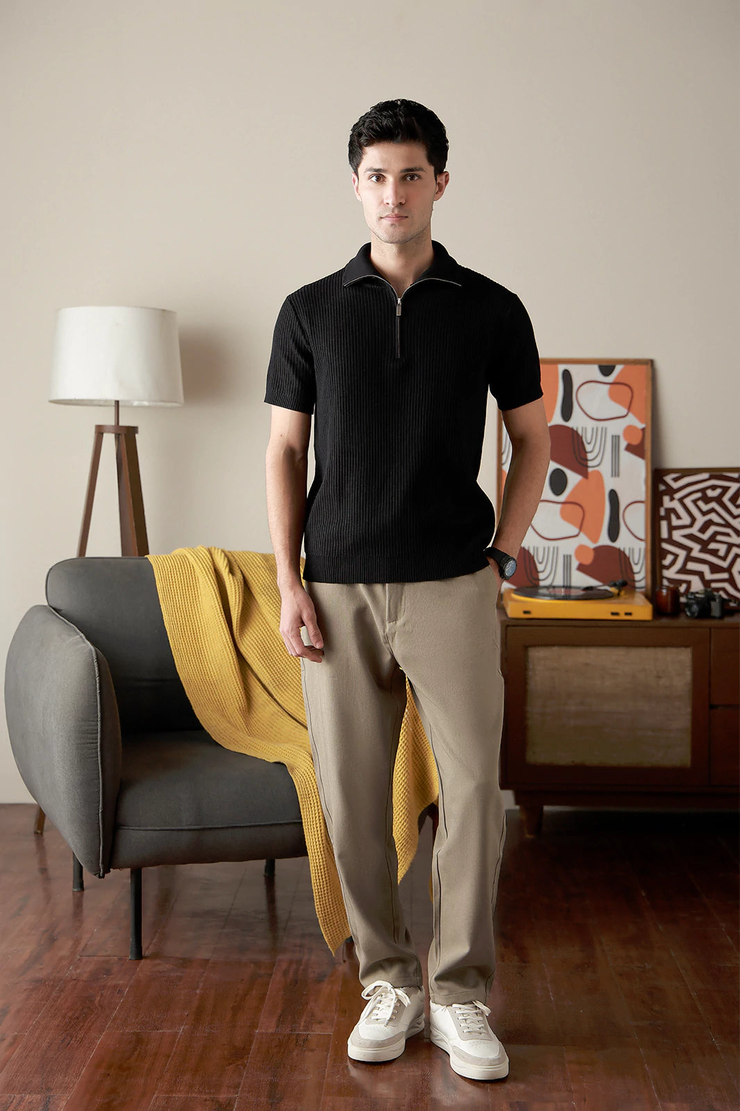 Zipper Textured Polo