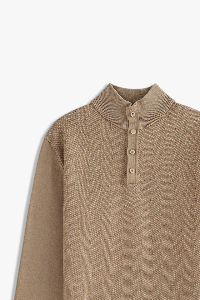 Mock Neck Textured Sweater