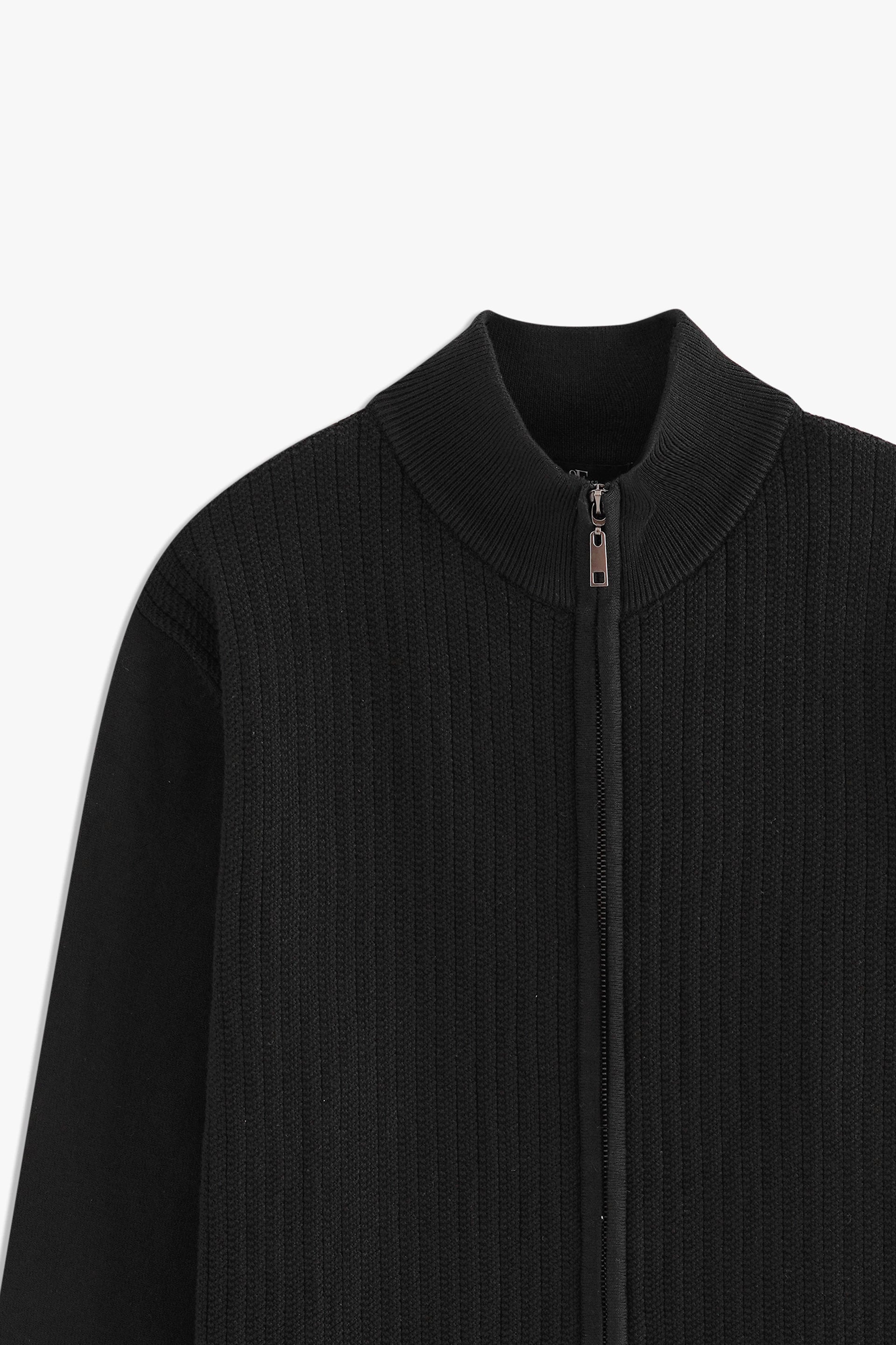 Mock Neck Textured Zipper Sweater