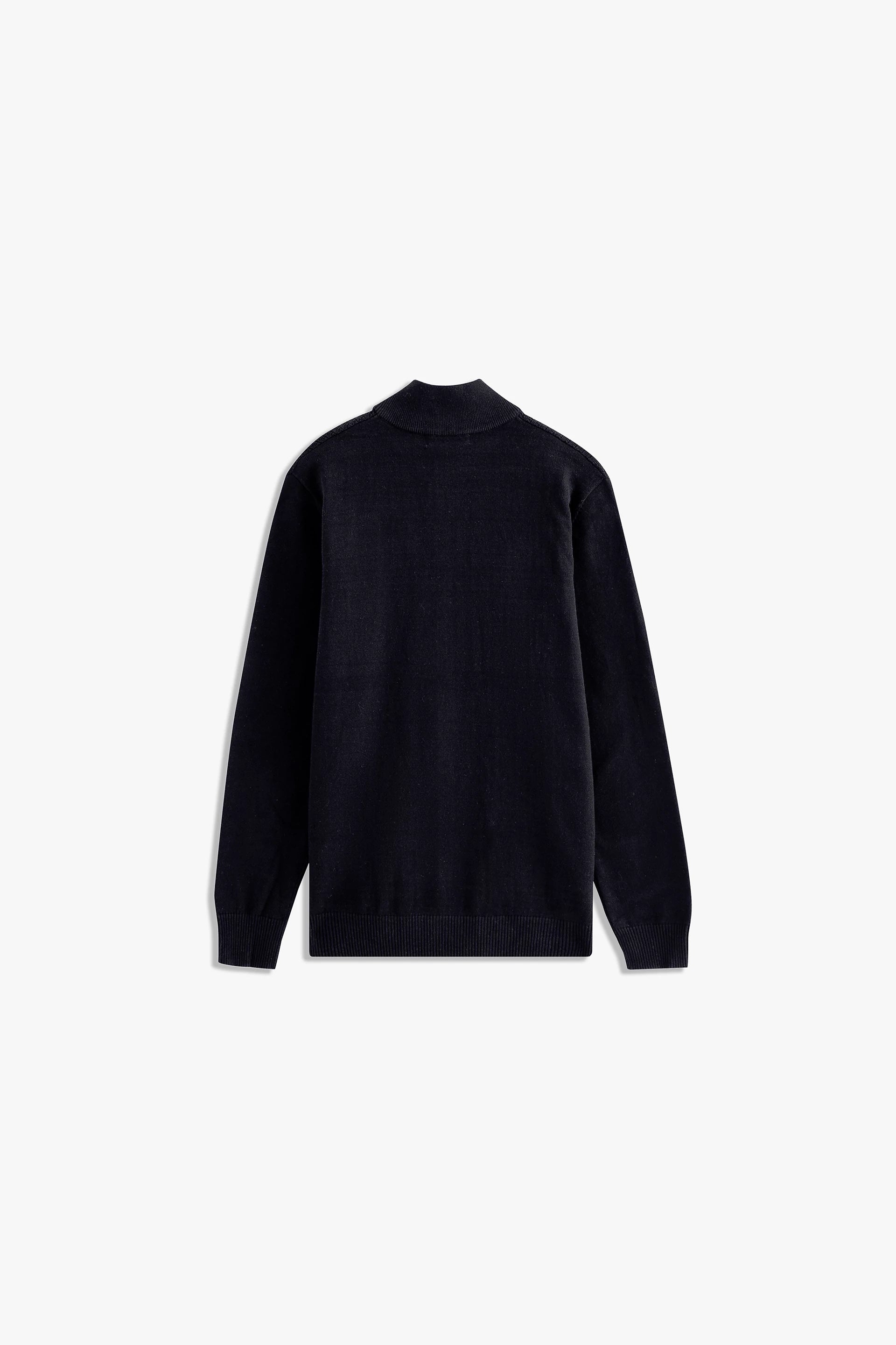 Mock Neck Textured Zipper Sweater