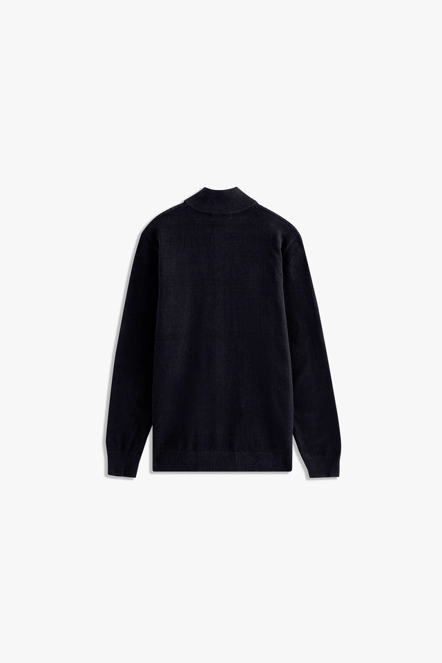 Mock Neck Textured Zipper Sweater