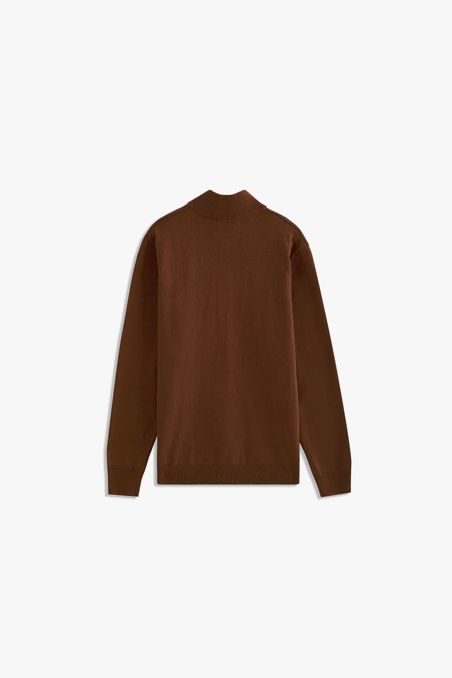 Mock Neck Textured Zipper Sweater