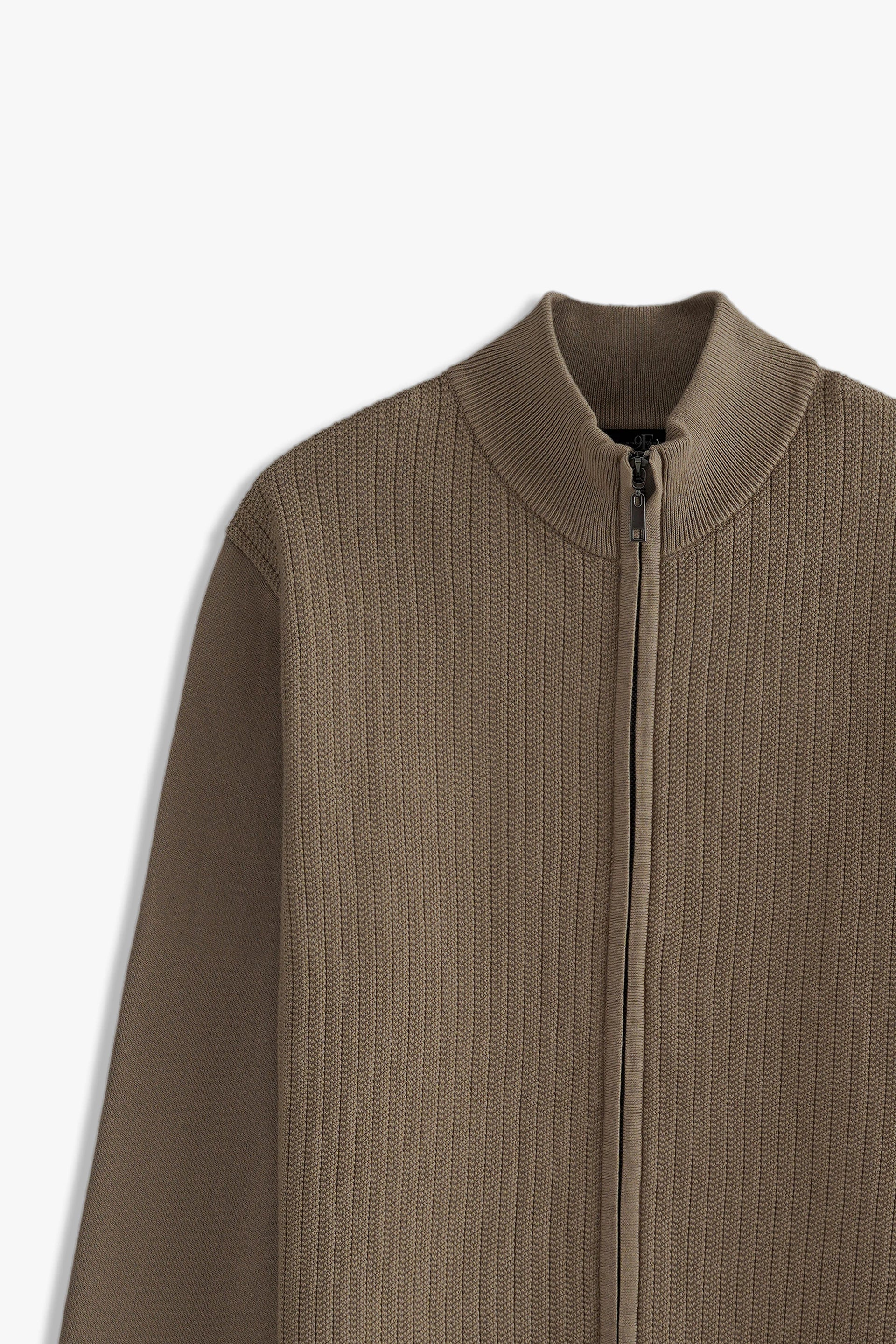 Mock Neck Textured Zipper Sweater
