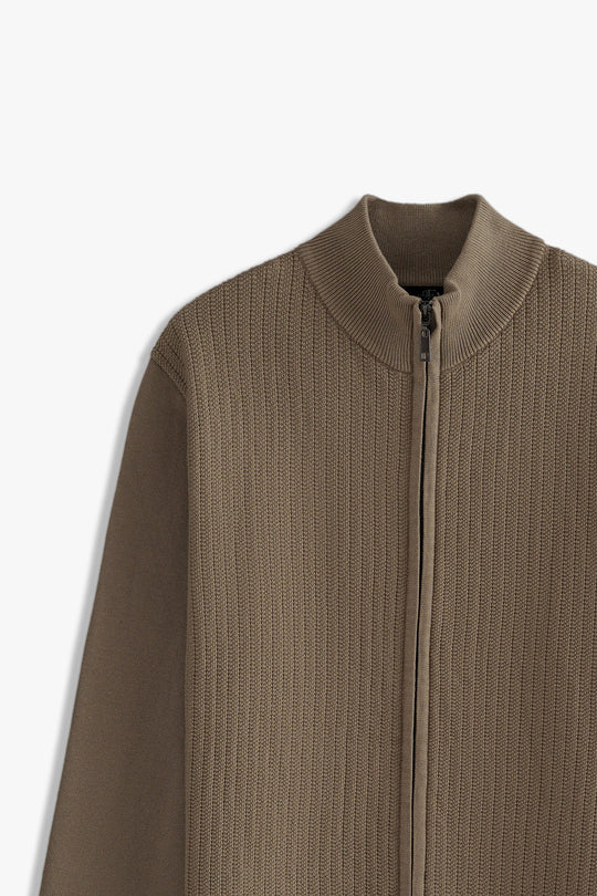 Mock Neck Textured Zipper Sweater