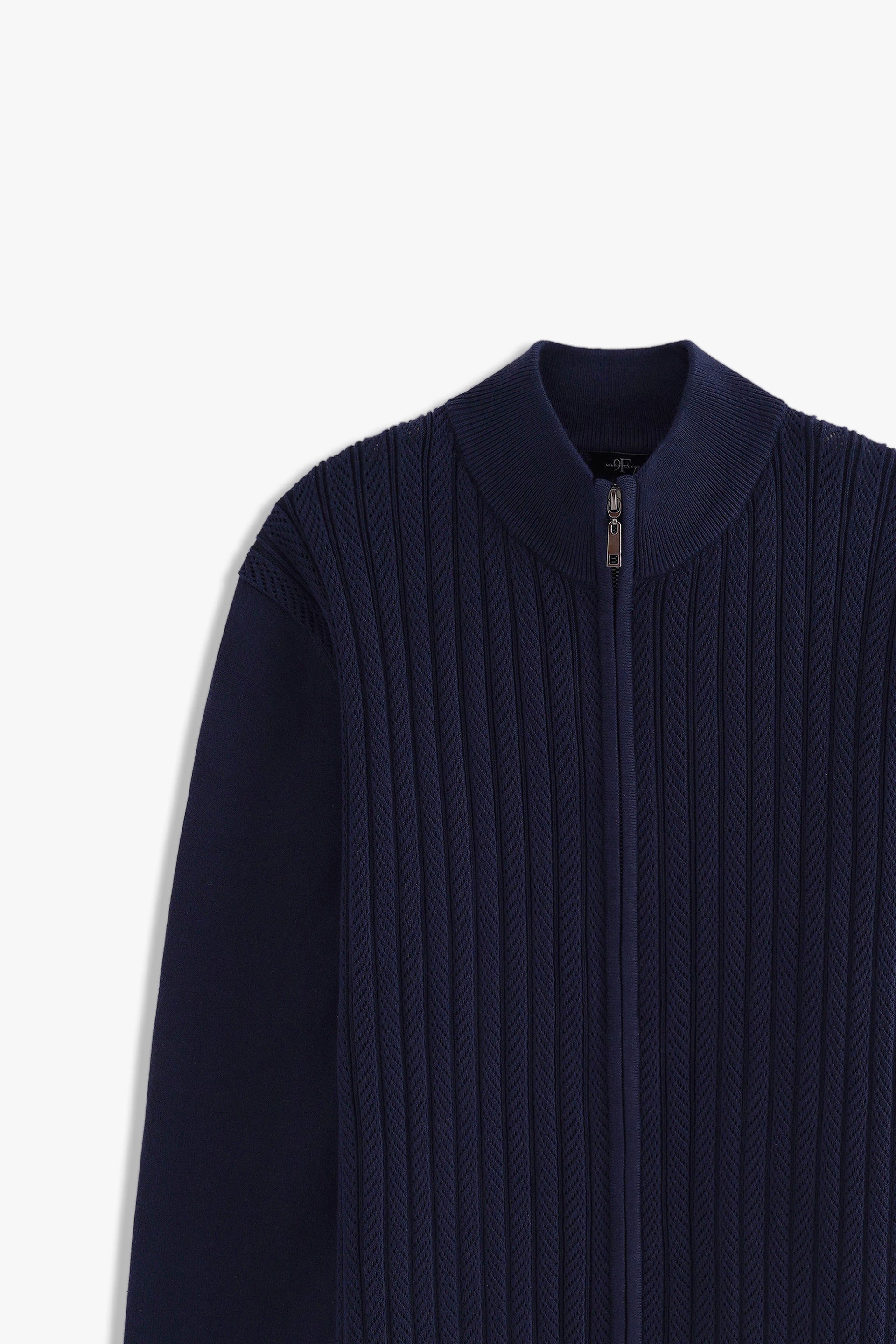 Mock Neck Textured Zipper Sweater