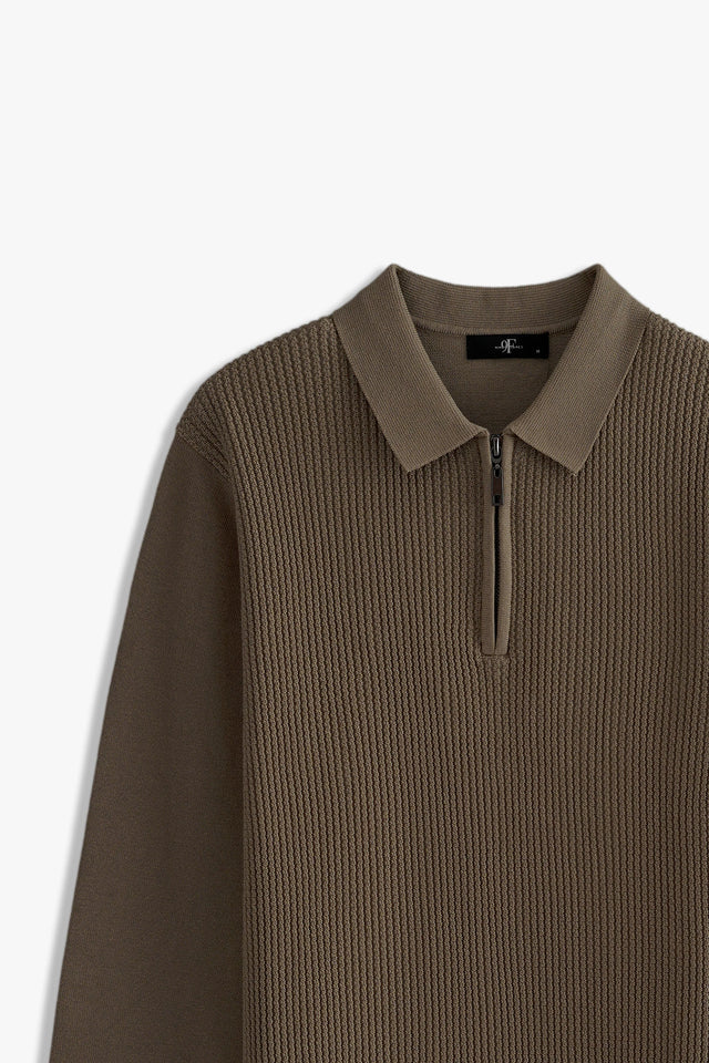 Textured Zipper Sweater