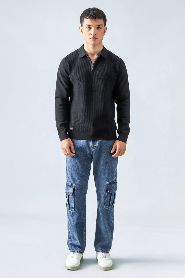 Textured Zipper Sweater