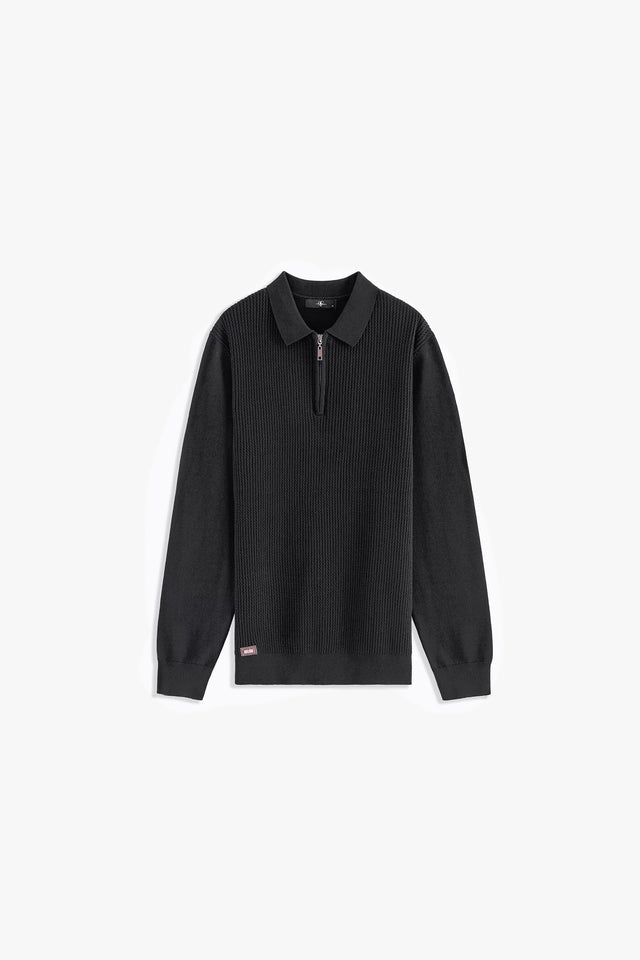 Textured Zipper Sweater