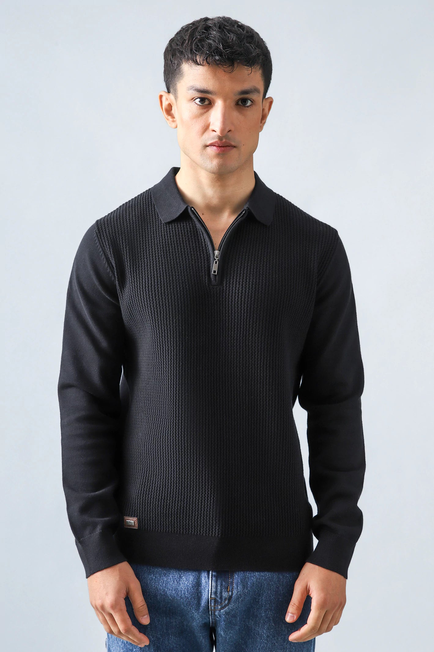 Textured Zipper Sweater