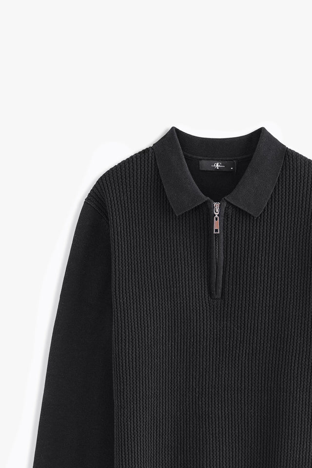 Textured Zipper Sweater