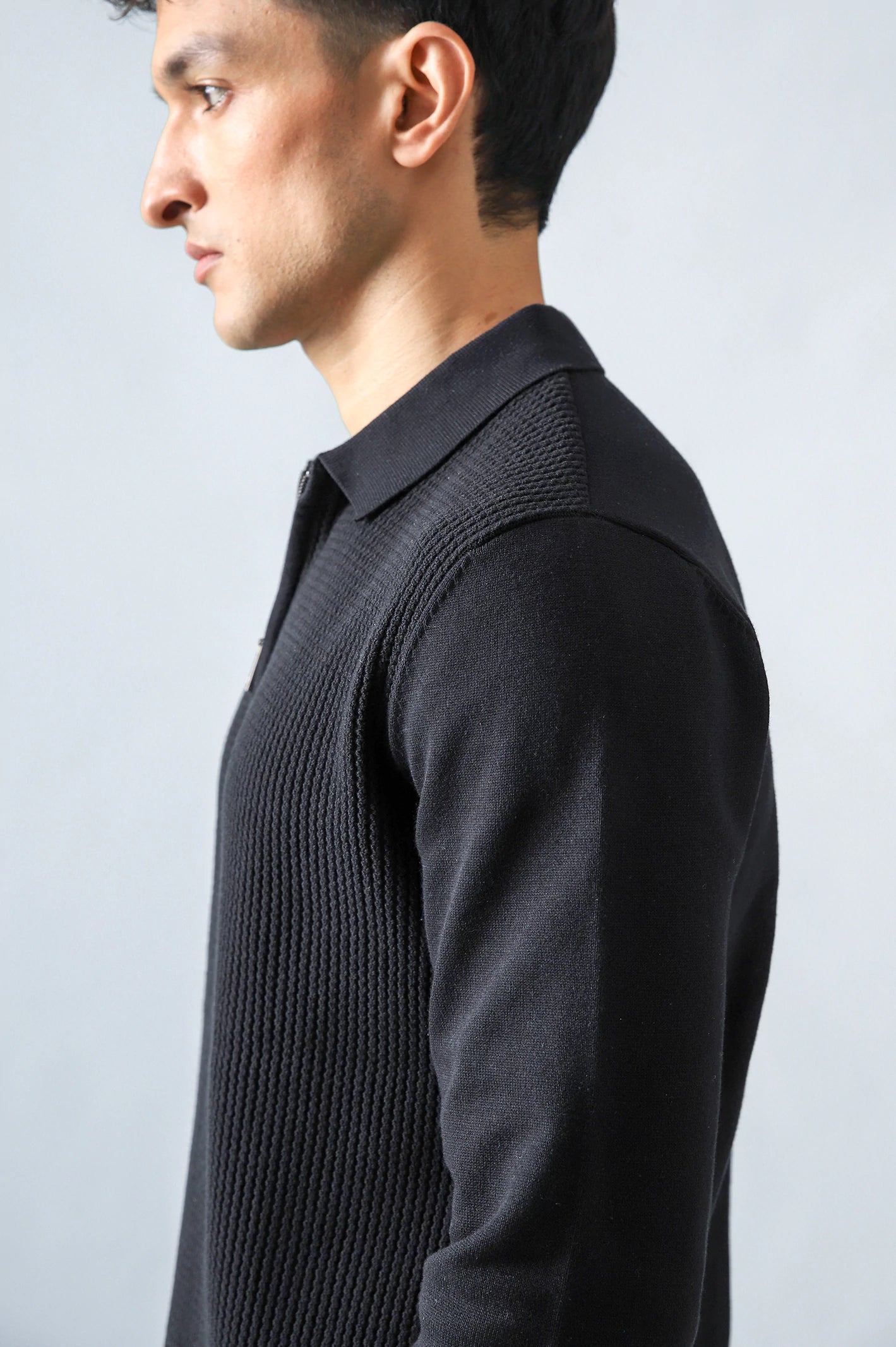 Textured Zipper Sweater