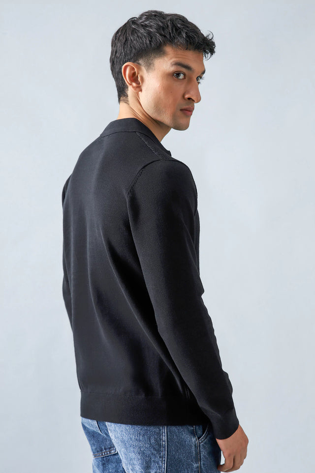 Textured Zipper Sweater